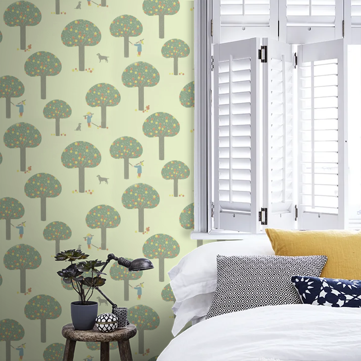 0231ROPEAGR - Rodney Street Wallpaper - Pea Green - Little Greene
