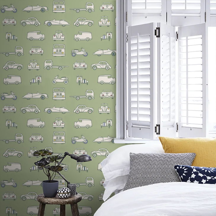 0231RTPEAGR - Road Trip Wallpaper - Pea Green - Little Greene