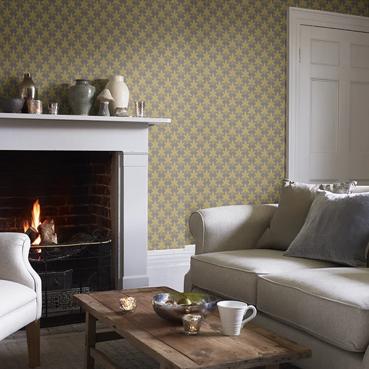 0245CLCORIN - Clutterbuck Wallpaper - Corinthian Gold - Little Greene