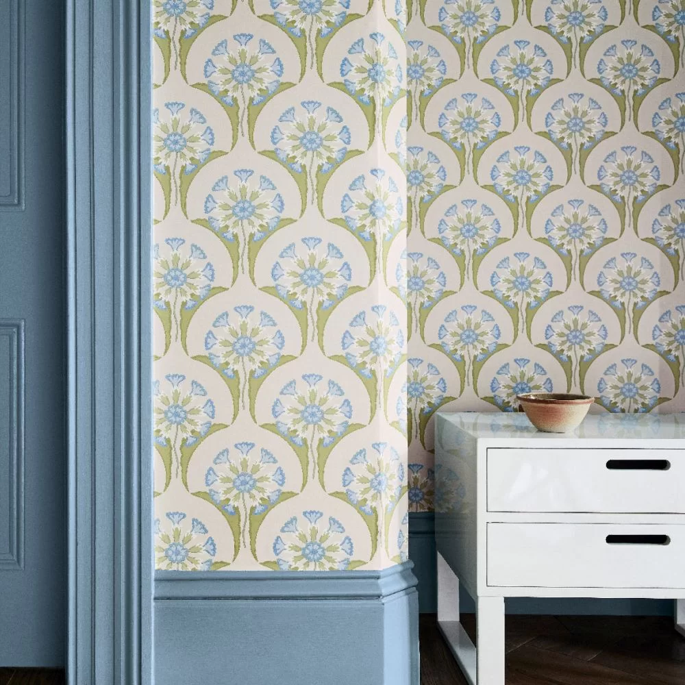 0245HEBLUEP - Hencroft Wallpaper - Blue Primula - Little Greene