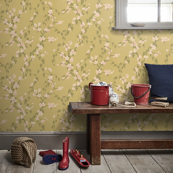 0247SAYELLO - Sakura Wallpaper - Yellow - Little Greene