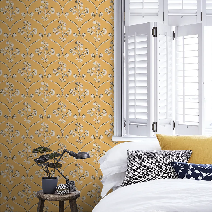0251CRWHEAT - Cranford Wallpaper - Wheat Yellow - Little Greene