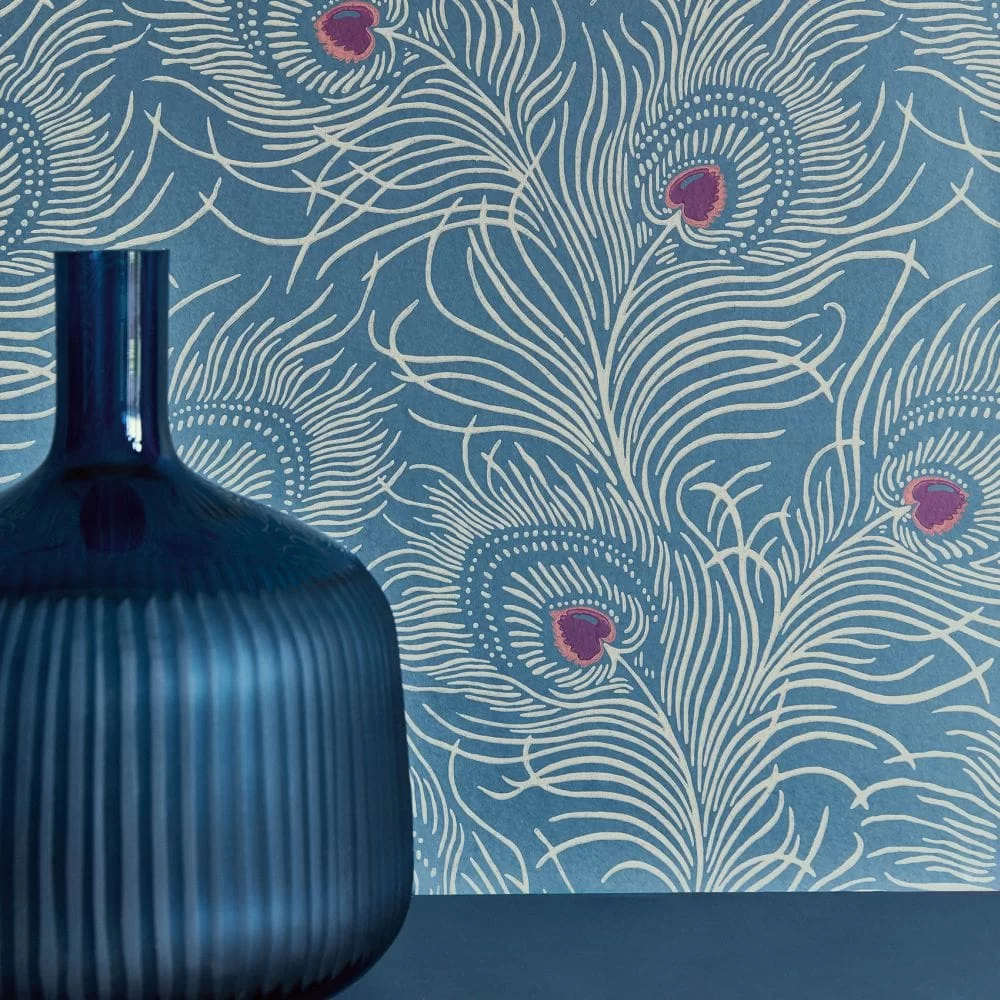 0256CTBLUEP - Carlton House Terrace Wallpaper - Blue Plume - Little Greene