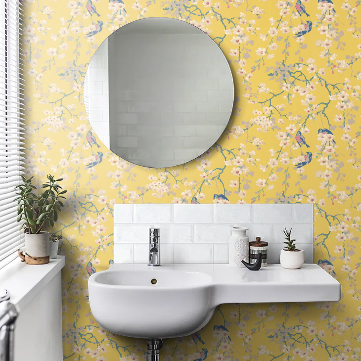 0260MAYELLO - Massingberd Blossom Wallpaper - Yellow - Little Greene