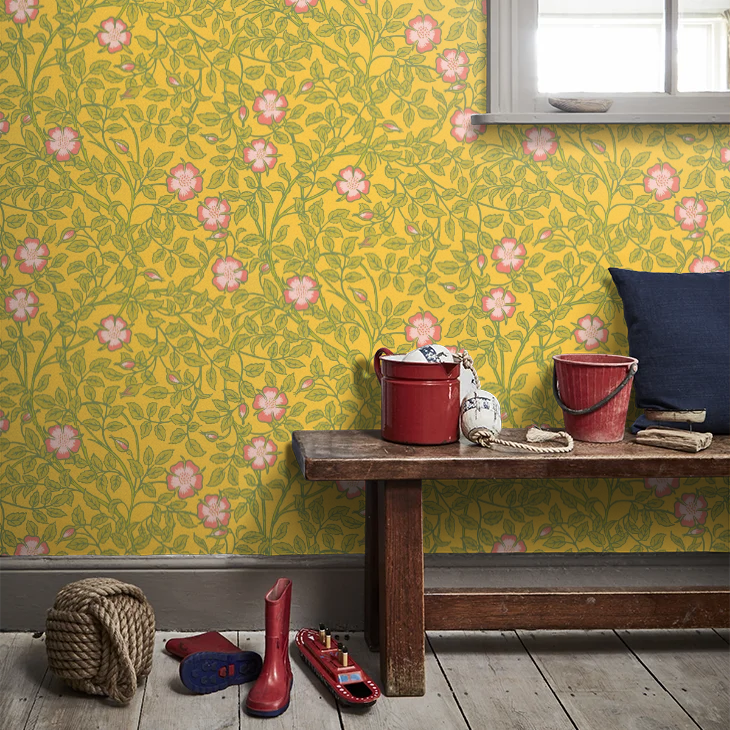 0263BRINDIA - Briar Rose Wallpaper - Indian Yellow - Little Greene