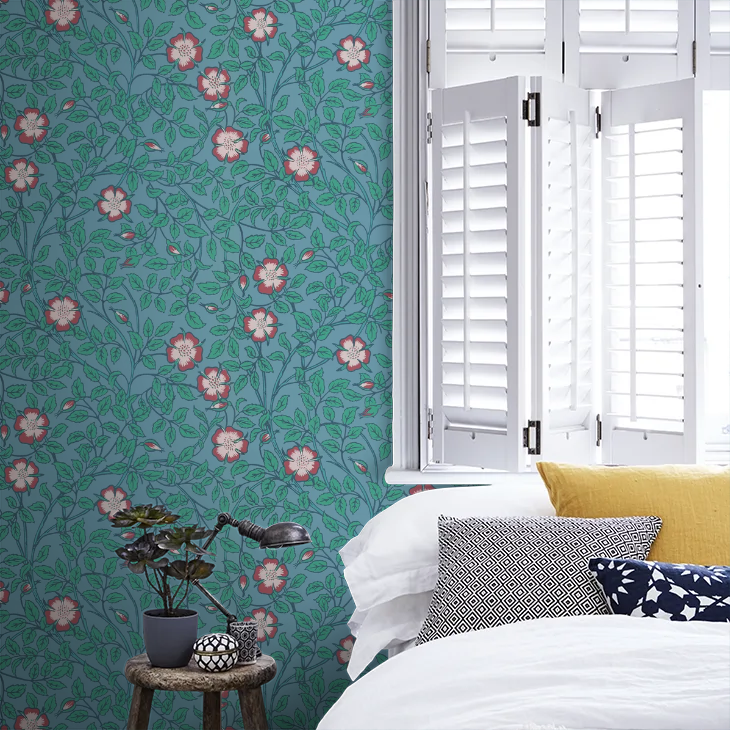 0263BRMARIN - Briar Rose Wallpaper - Marine Blue - Little Greene