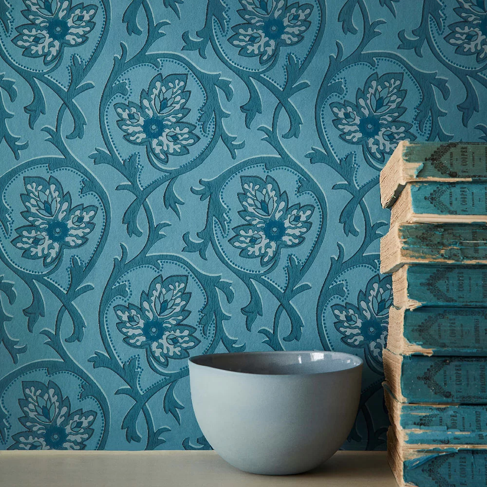 0263HOAIRFO - Hoja Wallpaper - Air Force Blue - Little Greene