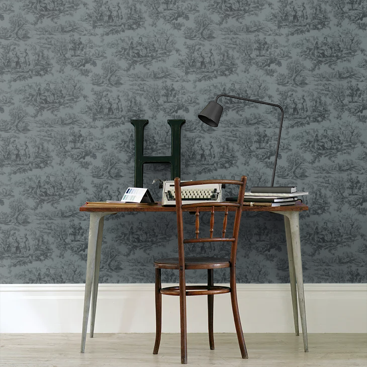 0263LOHICKS - Lovers Toile Wallpaper - Hicks’ Blue - Little Greene