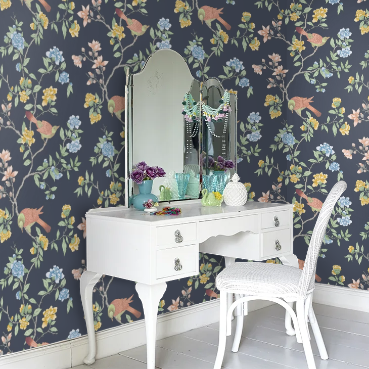 0267ADHICKS - Aderyn Wallpaper - Hicks' Blue - Little Greene