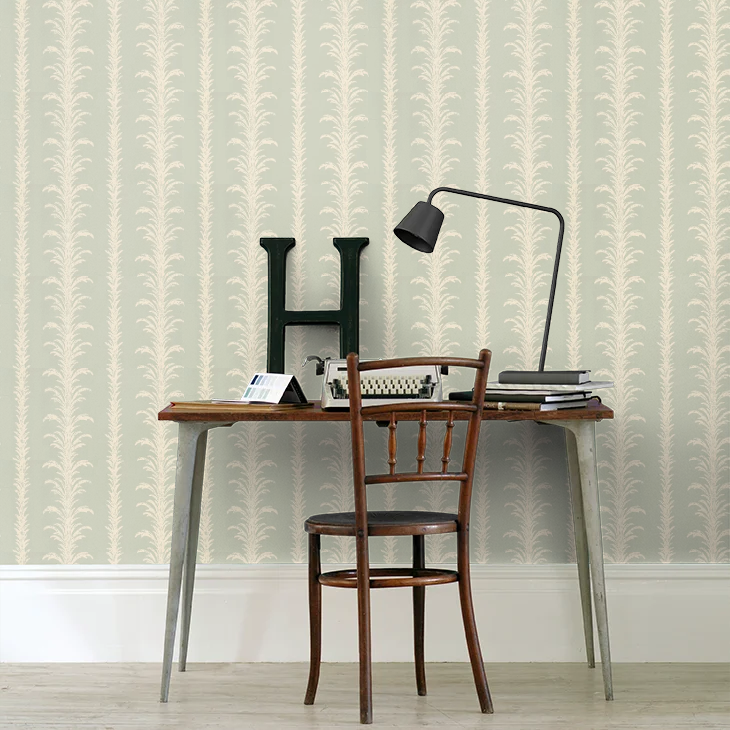 0273LAVILLA - Lauderdale Wallpaper - White / Duck Egg - Little Greene