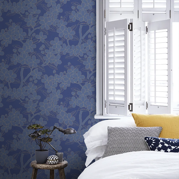 0288CASMALT - Camellia Wallpaper - Smalt - Little Greene