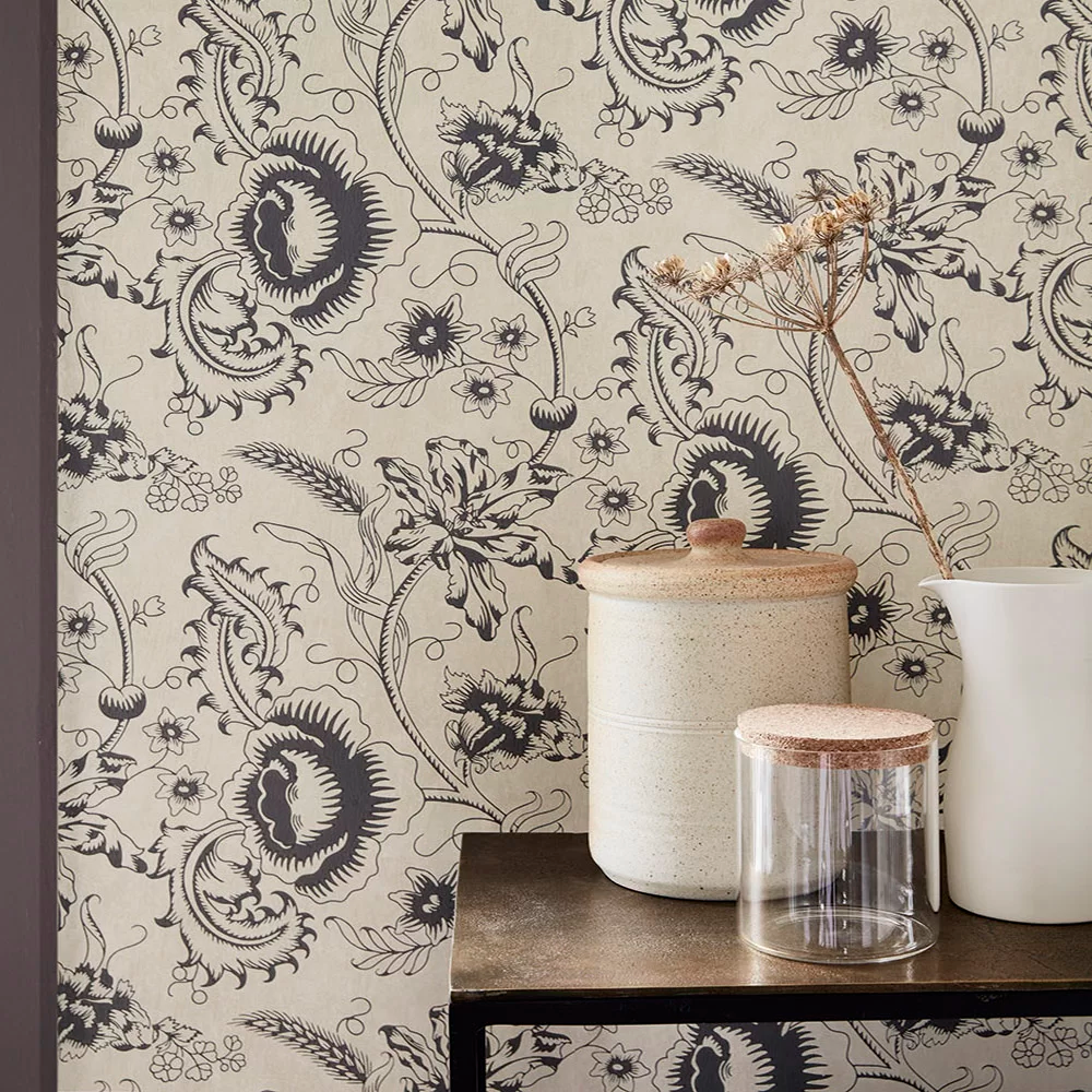 0291WOKNIGH - Woodblock Mono Wallpaper - Knightsbridge - Little Greene