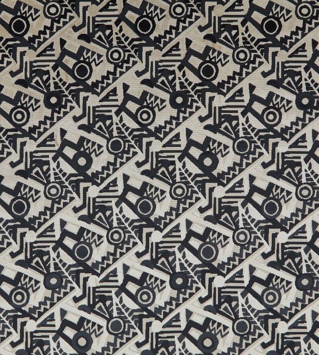 Zig Zag Velvet Fabric - Black