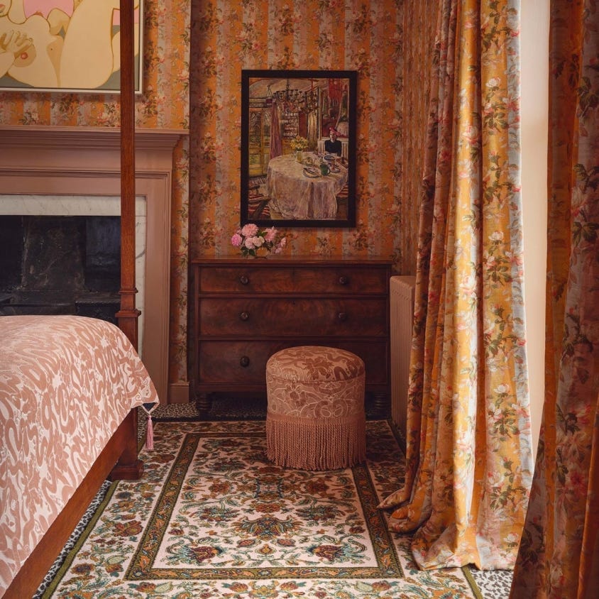 Rainbow Rose Cotton Linen Stripe Fabric