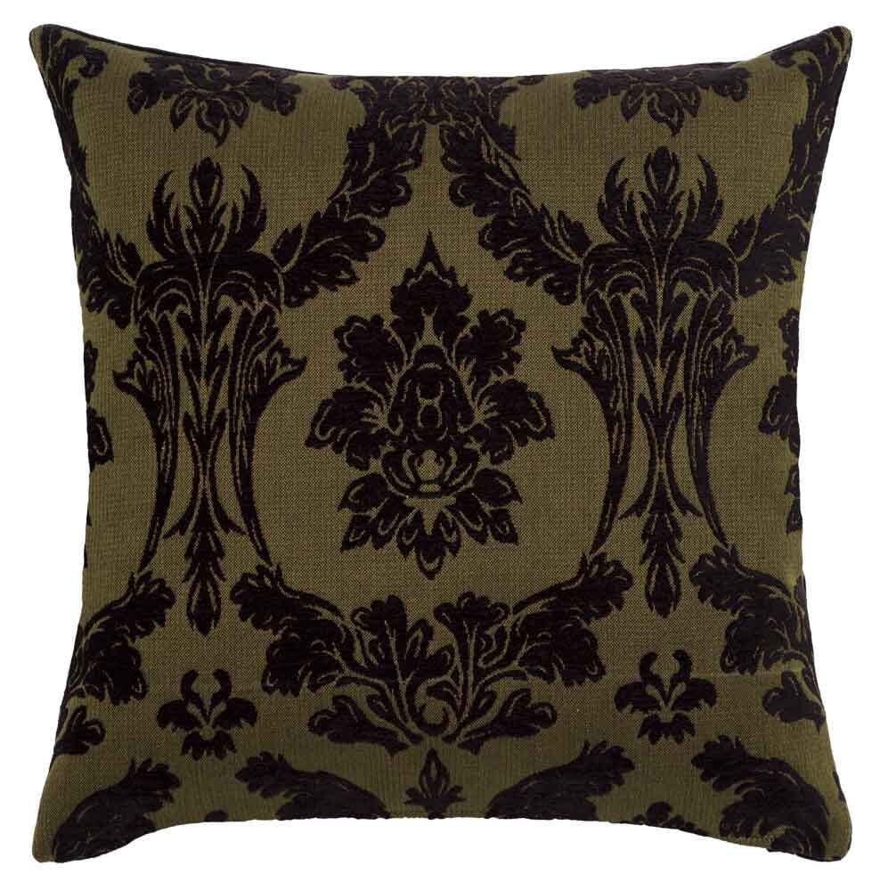 Green Damask Regular Cushion with Feather Filler