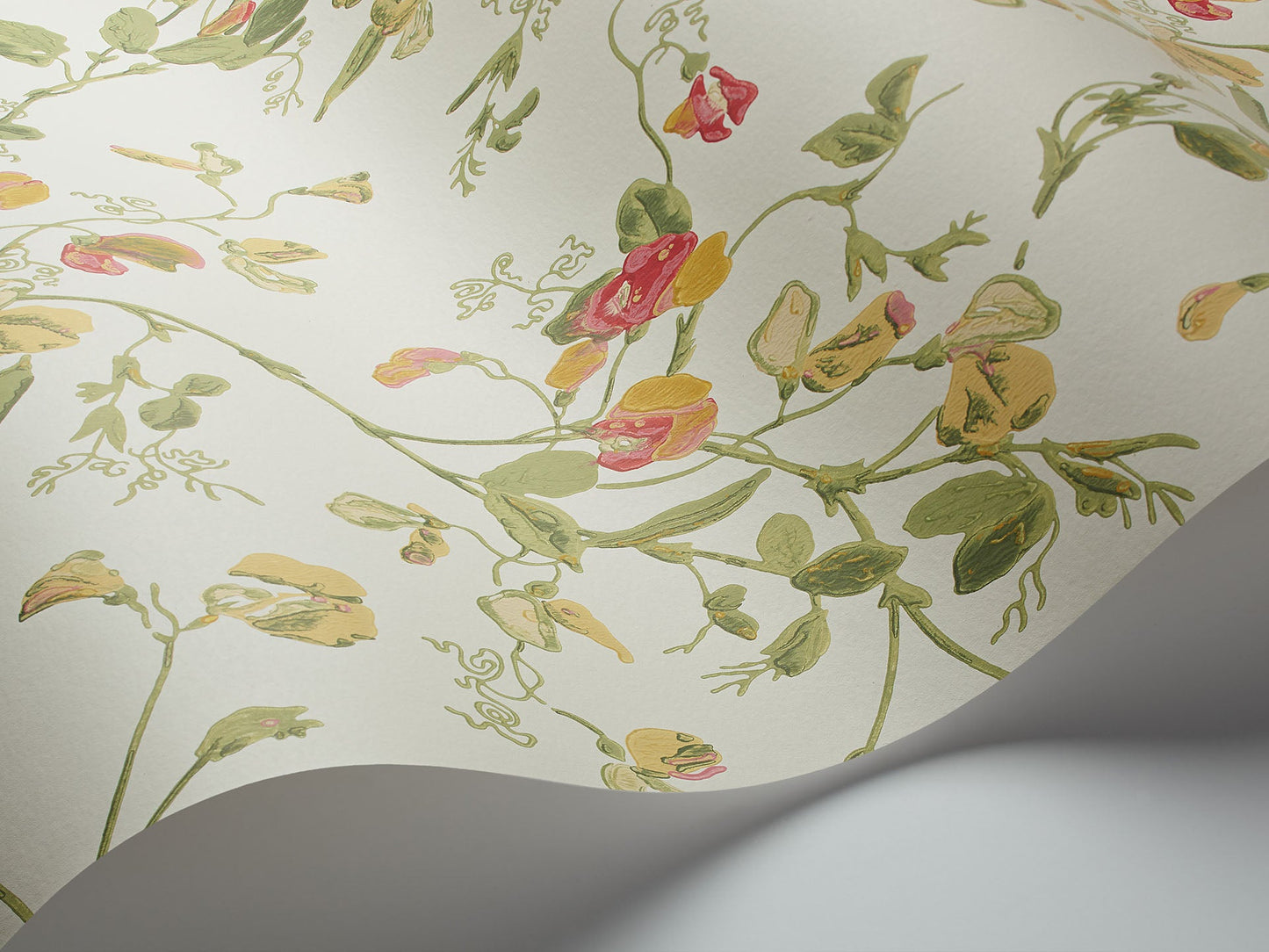 Sweet Pea Archive Anthology Wallpaper - Yellow & Coral on Cream - 100/6027