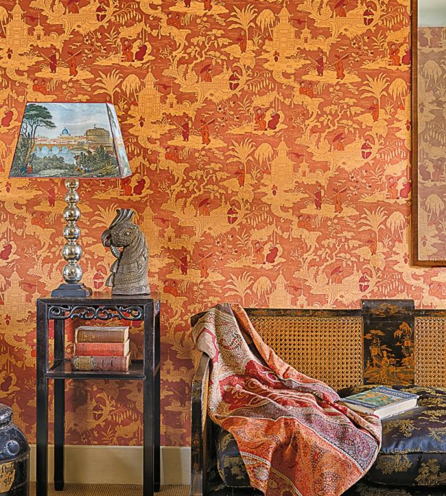 Chinese Toile Wallpaper - Spice on Soot - 100/8040