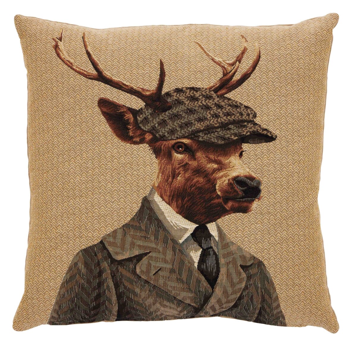 Mr Douglas Deer Tapestry Cushion with Feather Filler
