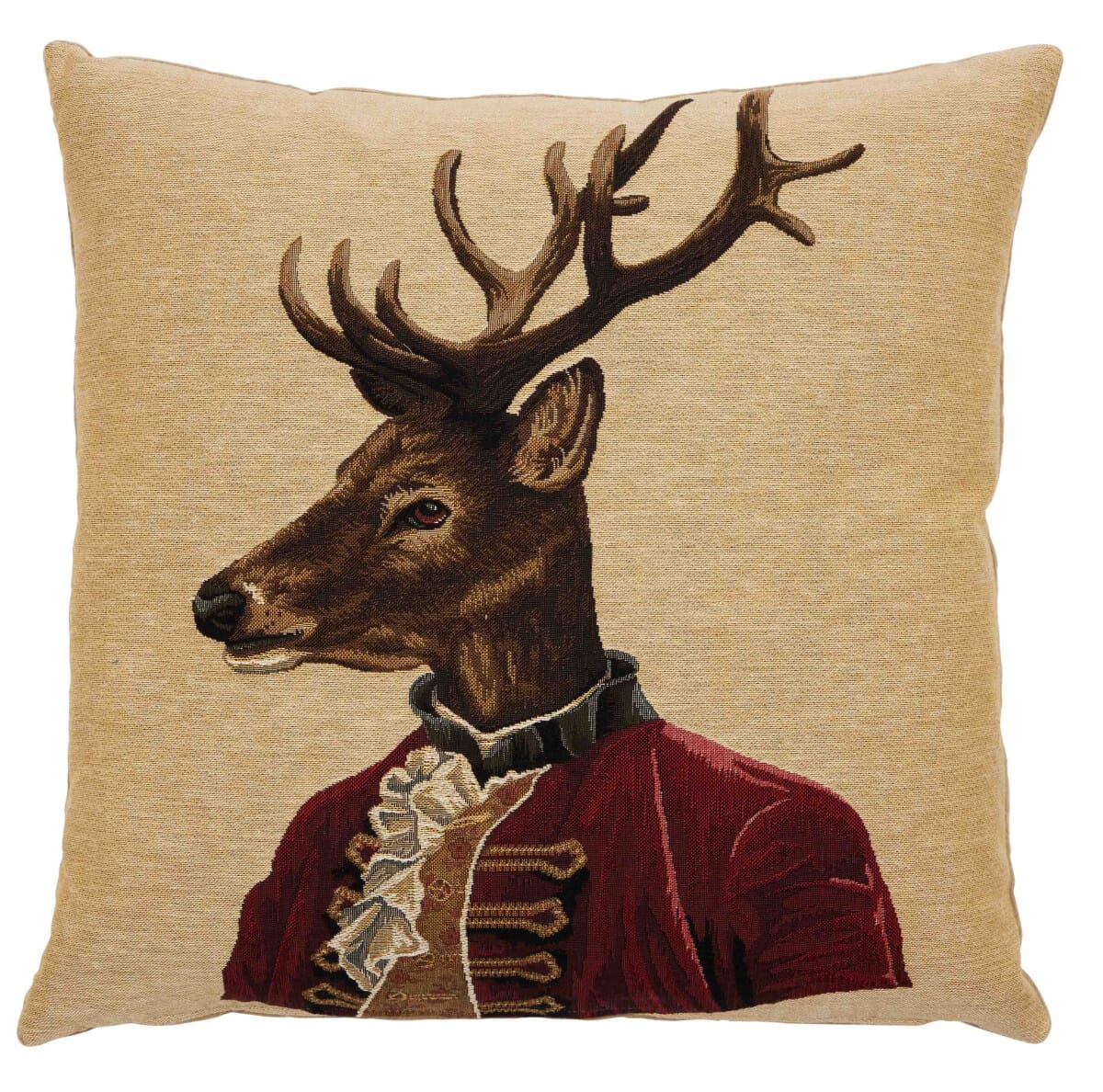 Ronald Reindeer Tapestry Cushion with Feather Filler