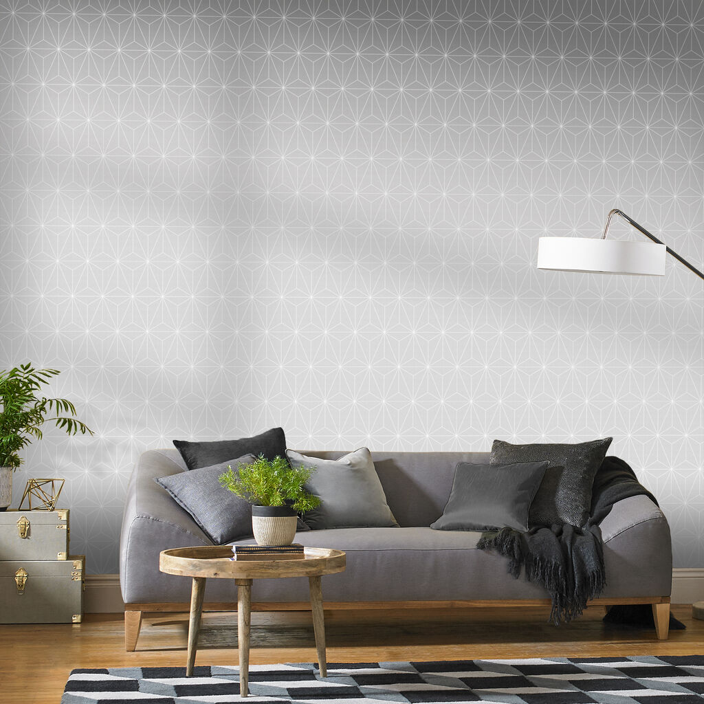 104740 - Prism Wallpaper - Silver - Graham & Brown