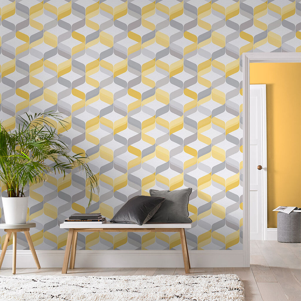 104817 - Retro Wallpaper - Lemon - Graham & Brown