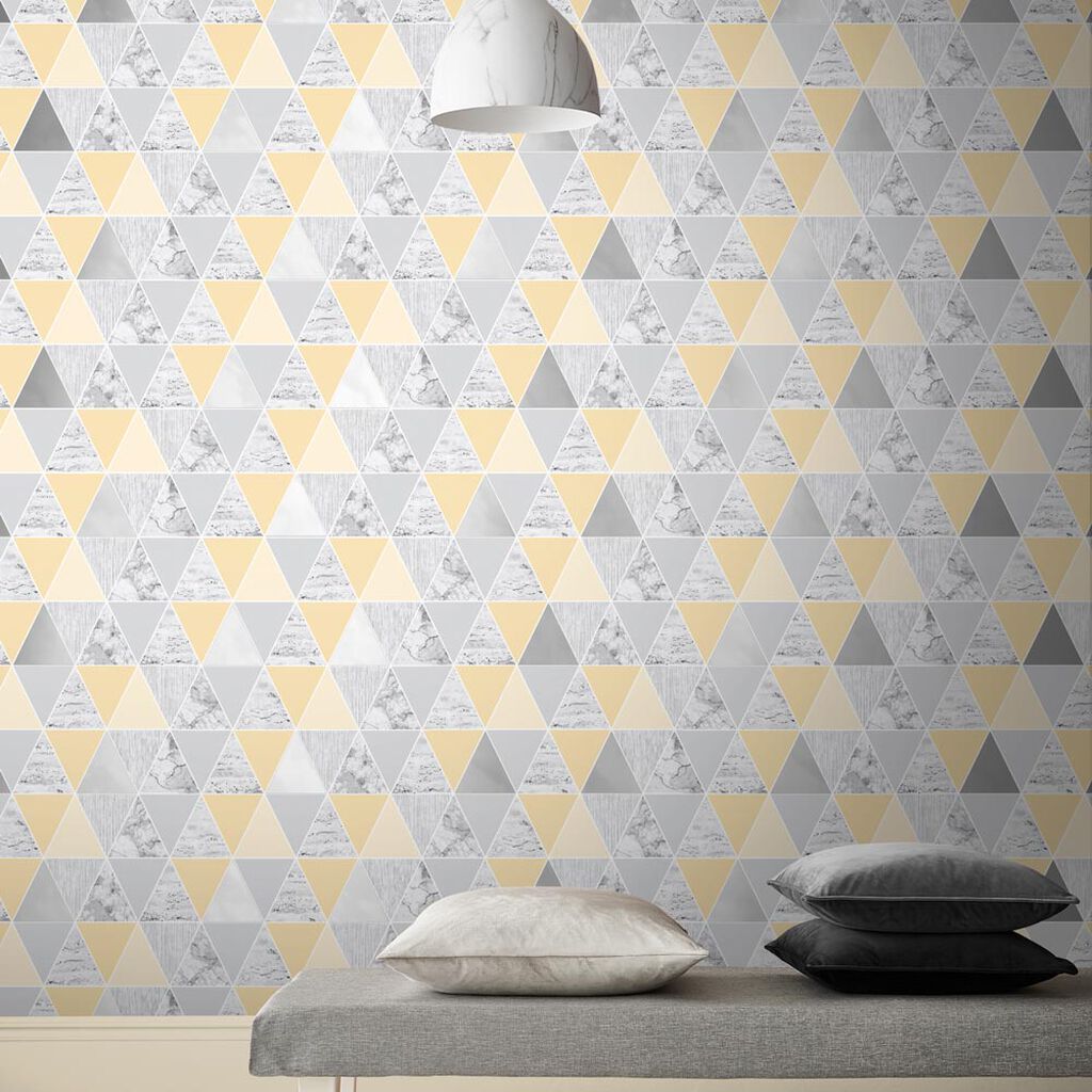 105907 - Reflections Wallpaper - Lemon - Graham & Brown