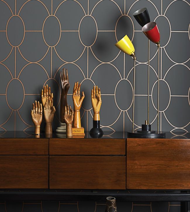 Riviera Wallpaper - Charcoal on Stone - 105/6027