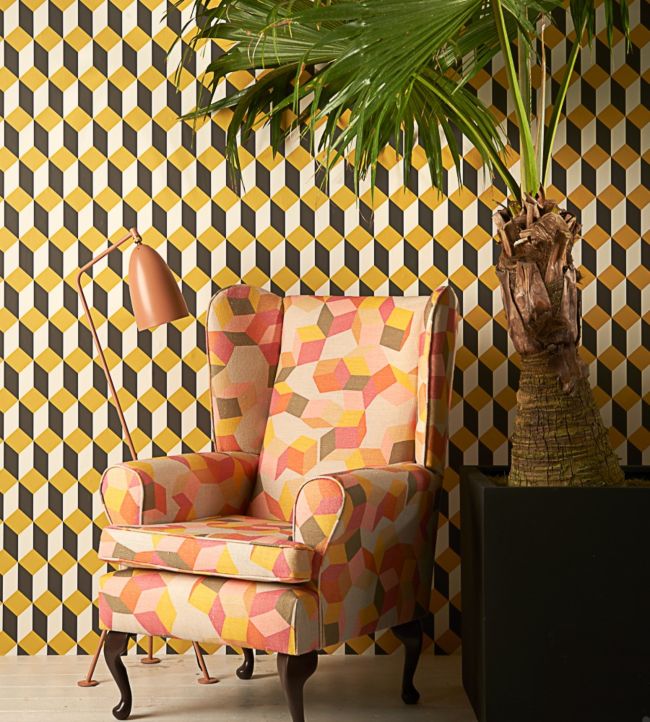Delano Wallpaper - Yellow, White & Soot - 105/7032
