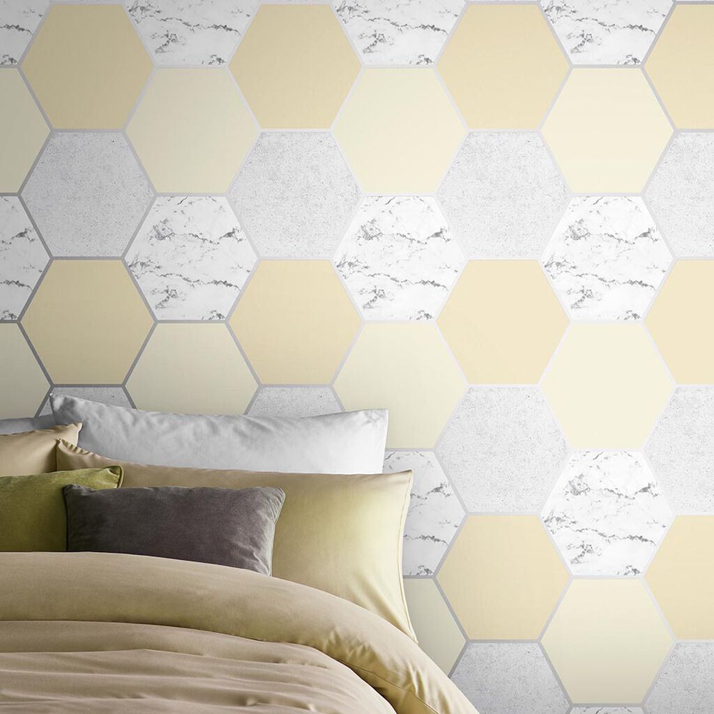 106346 - Earthen Wallpaper - Yellow - Graham & Brown