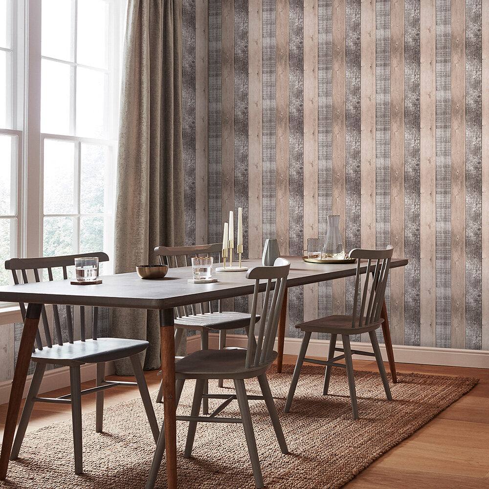 Country Plank Room Wallpaper - Pink