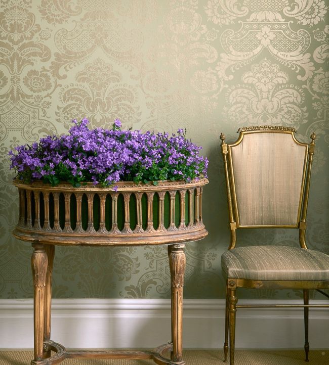Carmen Wallpaper - Metallic Antique Metallic Gold on Soft Olive - 108/2006