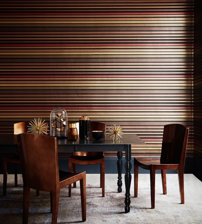 Carousel Stripe Wallpaper - Ginger on Soot - 110/9044