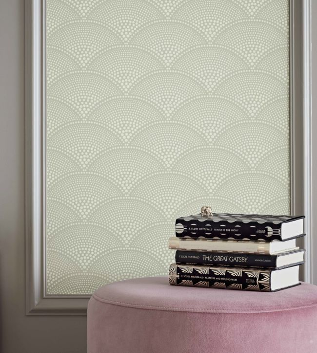 Feather Fan Icons Wallpaper - Taupe - 112/10034