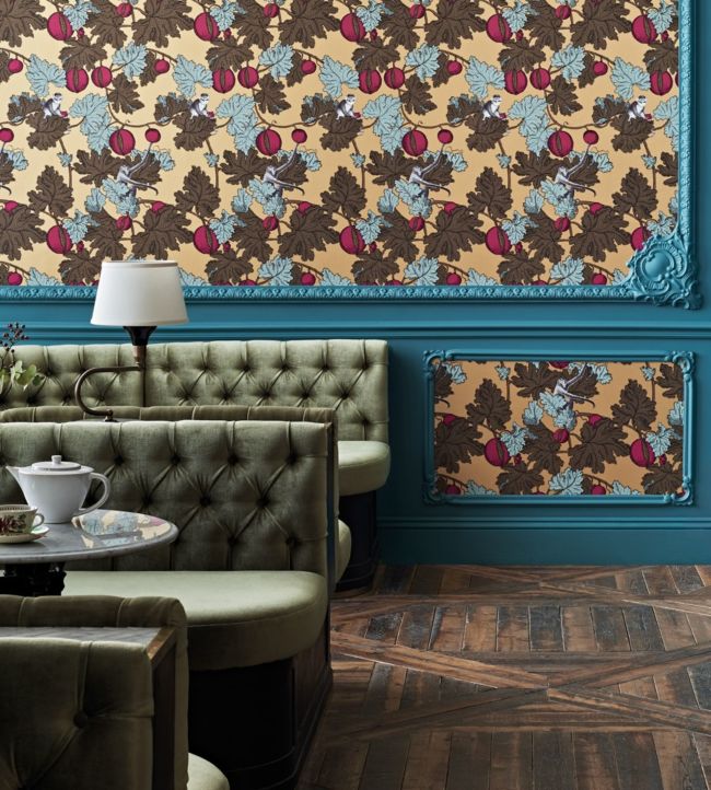 Frutto Proibito Wallpaper - Print Room Blue & Magenta on Metallic Gold - 114/25049