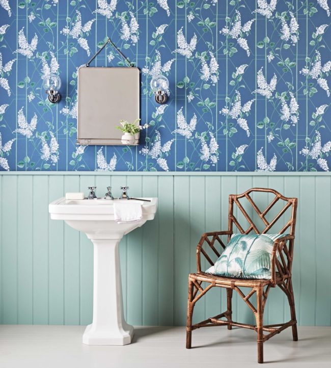 Wisteria Wallpaper - Powder Blue & Viridian on Cerulean Sky - 115/5015