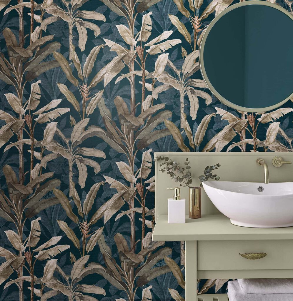 118030 - Borneo Wallpaper - Teal - Graham & Brown