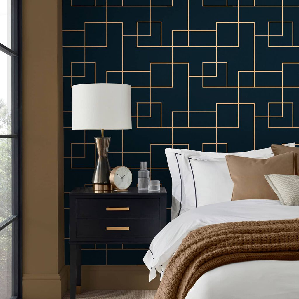 119691 - Primo Wallpaper - Navy - Graham & Brown