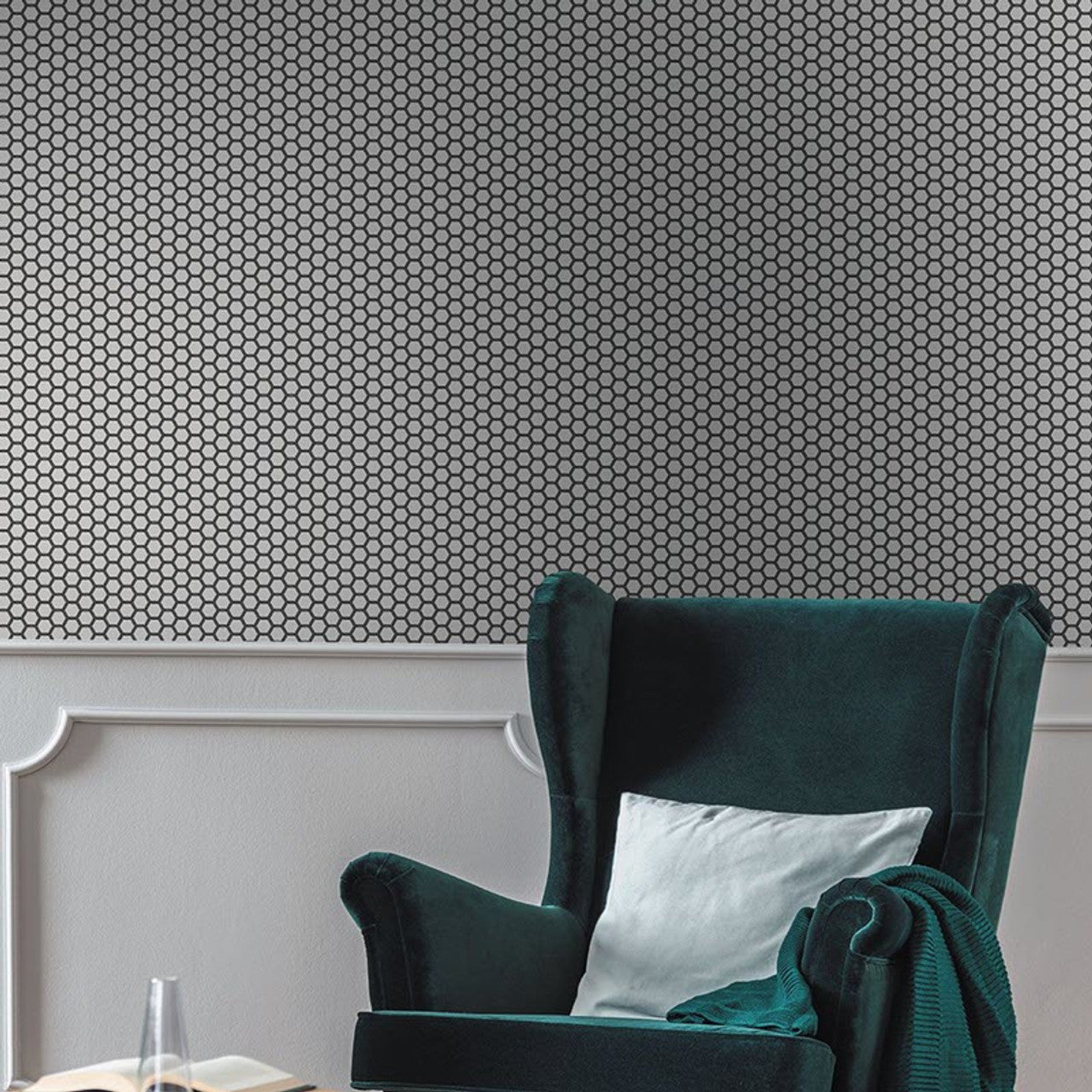 12632 - Hexie Platinum Fantasia Wallpaper - Silver - Ted Baker