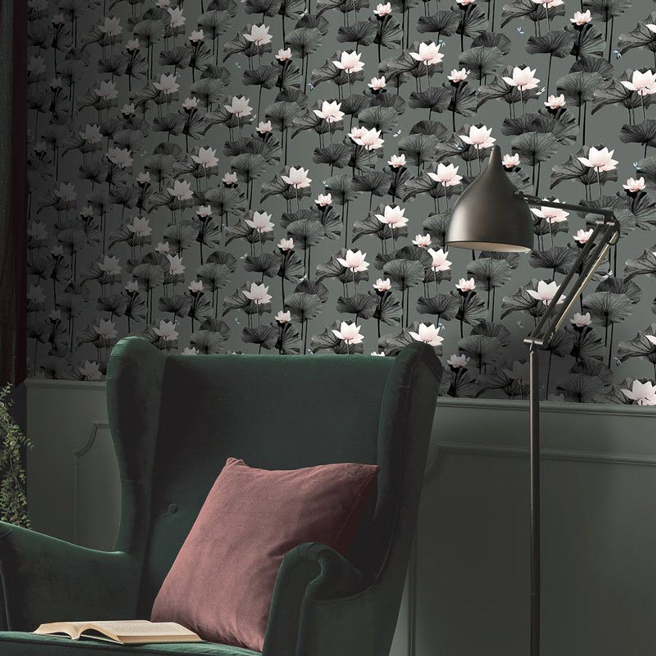 12671 - Drago Fantasia Wallpaper - Green/Grey/Pink - Ted Baker