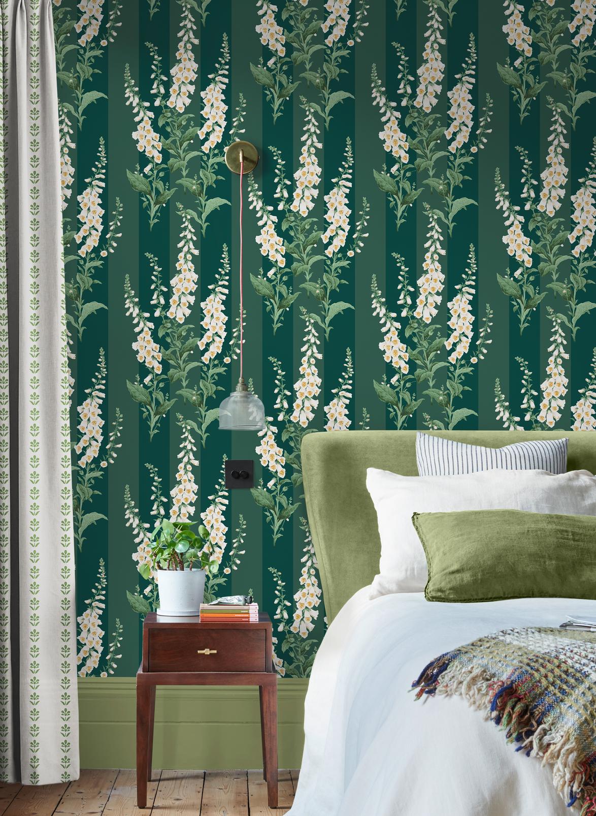 130311 - Foxglove Stripe Wallpaper - Teal - Graham & Brown