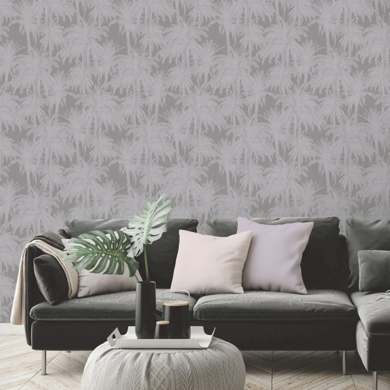 13057 - Treetops Eden Wallpaper - Grey - Ted Baker