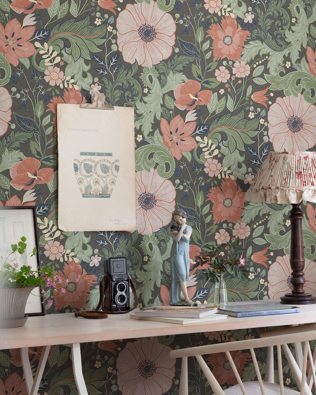 13107 - Victoria Wallpaper - Green - Midbec