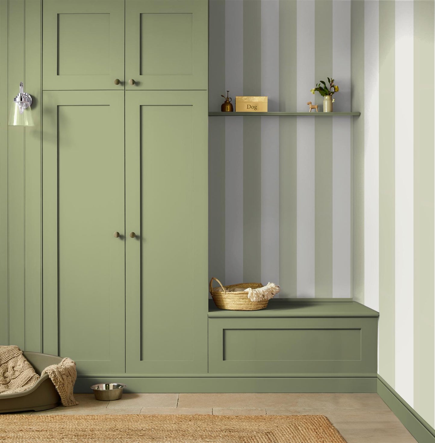 131442 - Quartet Stripe Wallpaper - Sage - Graham & Brown