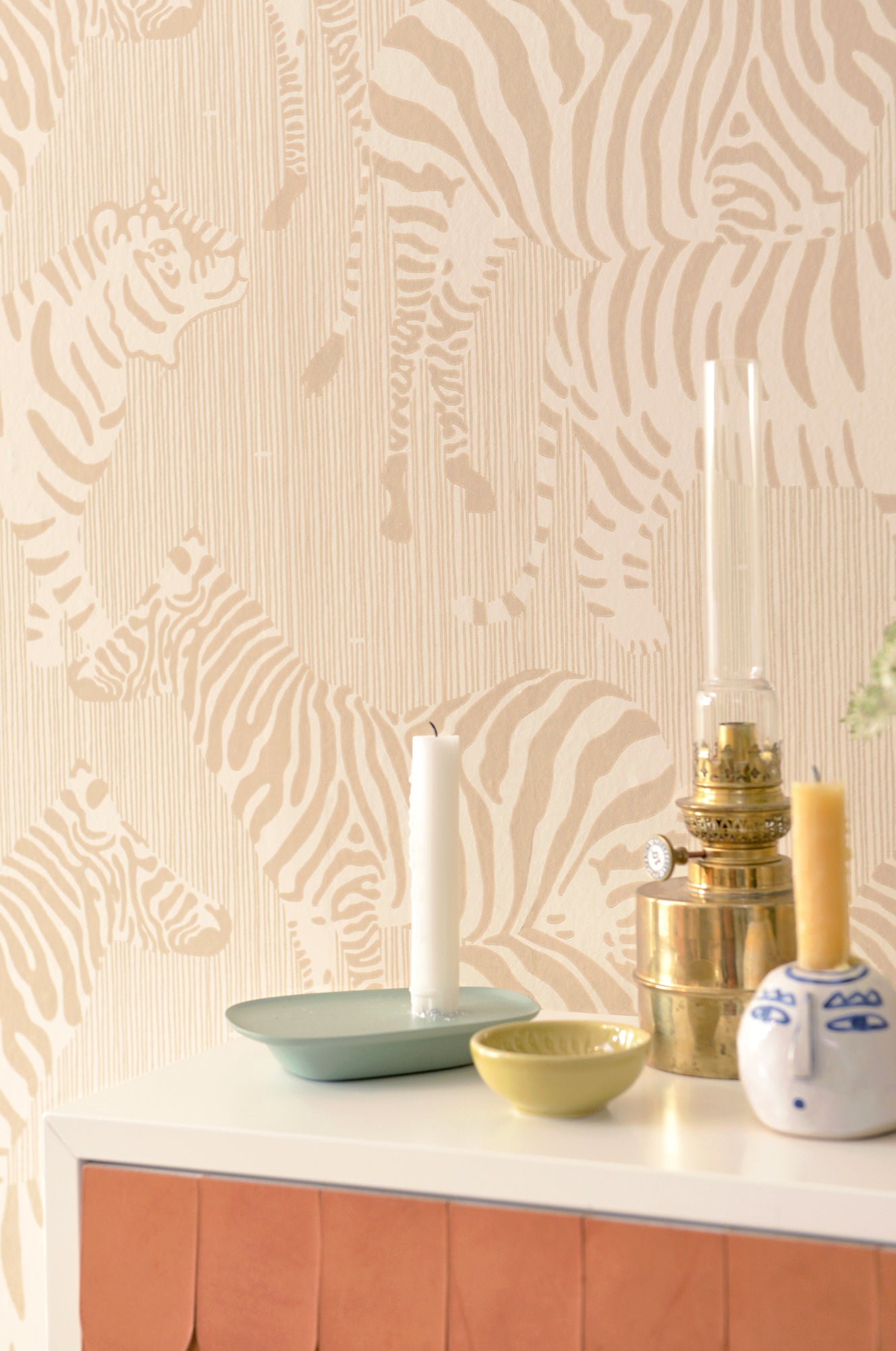 Safari Stripes Dusty Beige Wallpaper - Majvillan