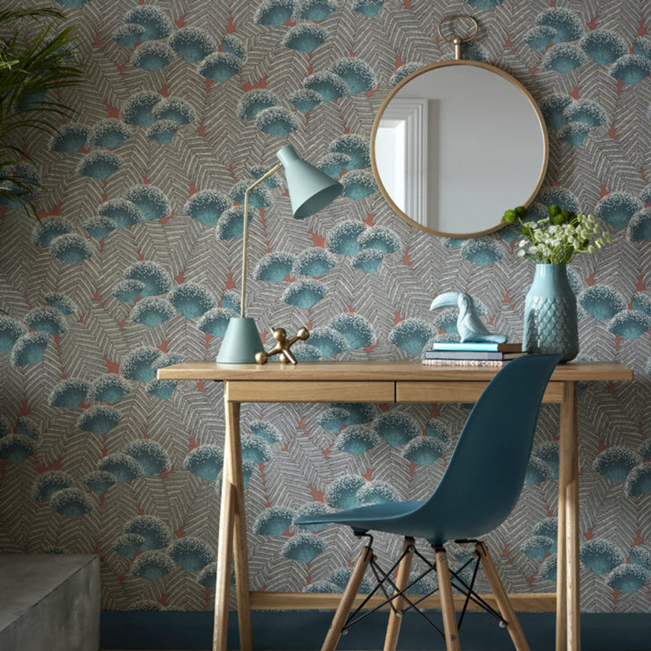 1907-138-04 - Clarice Wallpaper - Cantaloupe - 1838 wallcoverings