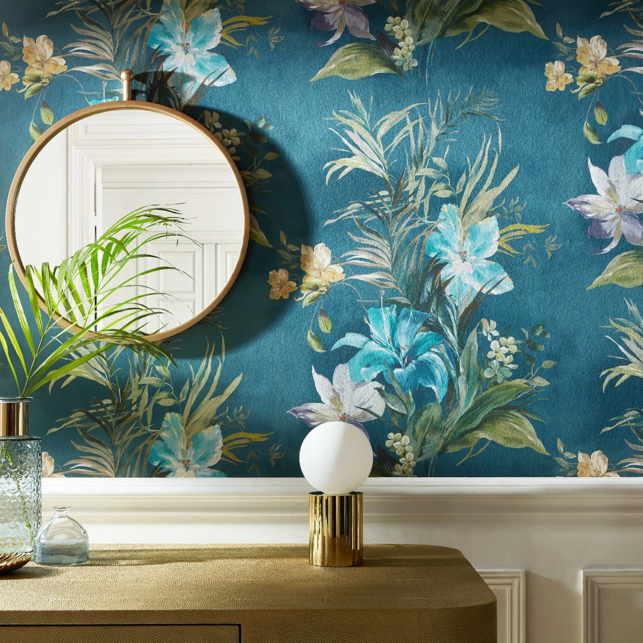 2109-154-04 - Lilliana Wallpaper - Peacock - 1838 wallcoverings
