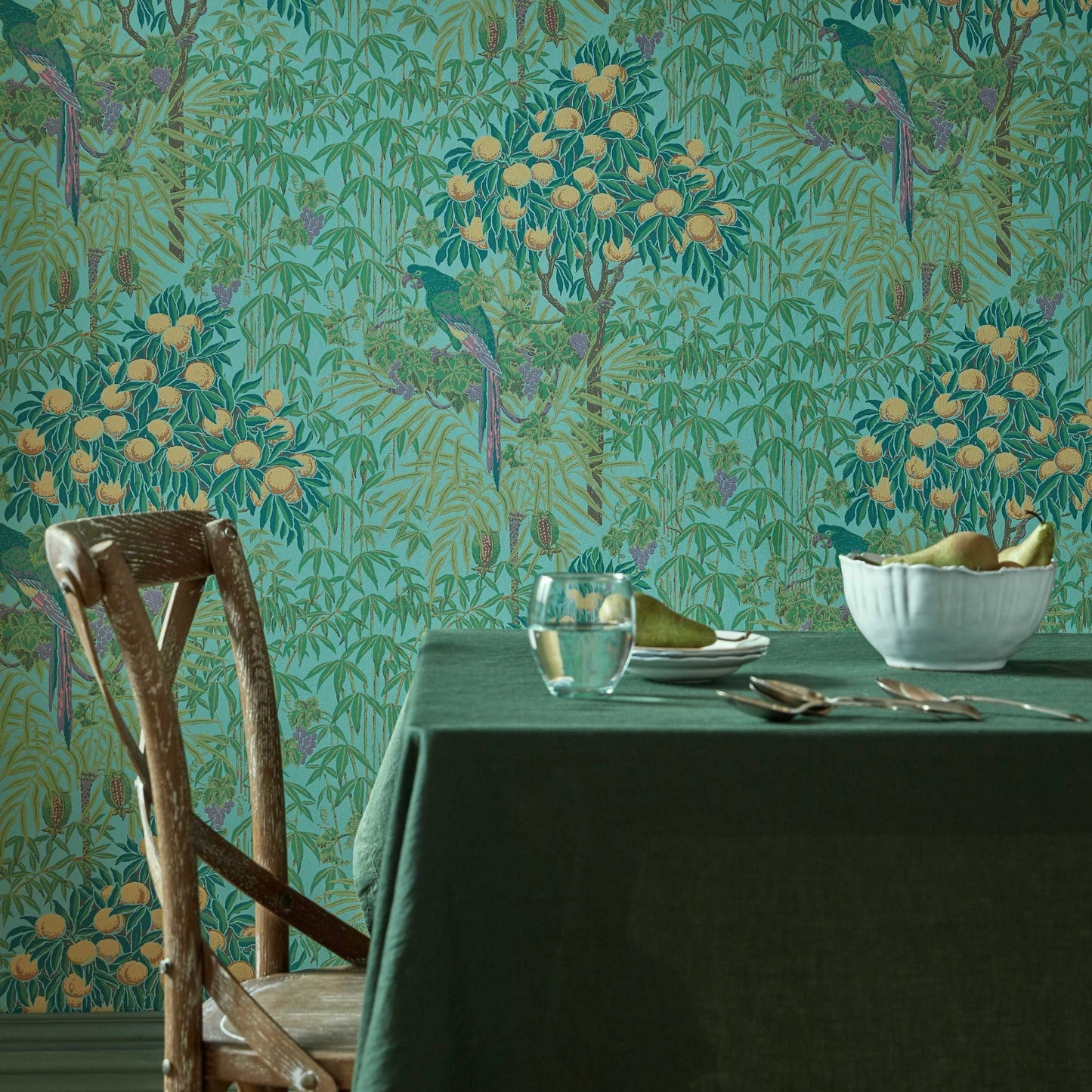 2311-167-04 - Macaw Wallpaper - Teal - 1838 wallcoverings