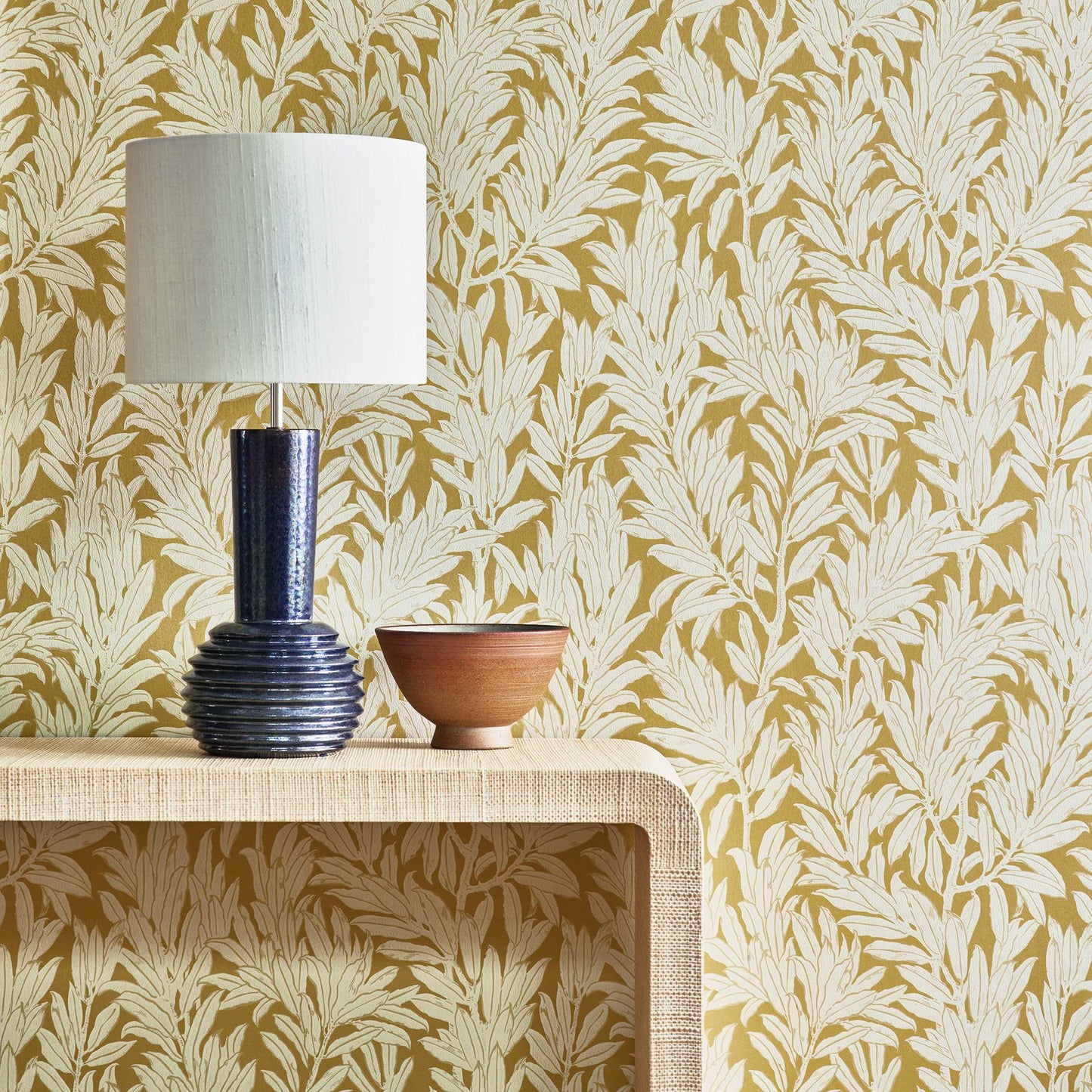2412-177-04 - Laurel Leaf Wallpaper - Ochre - 1838 wallcoverings