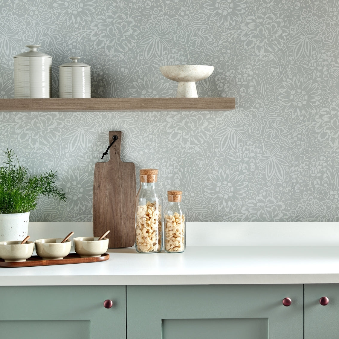 2513-188-03 - Peony Garden Wallpaper - Pewter - 1838 wallcoverings