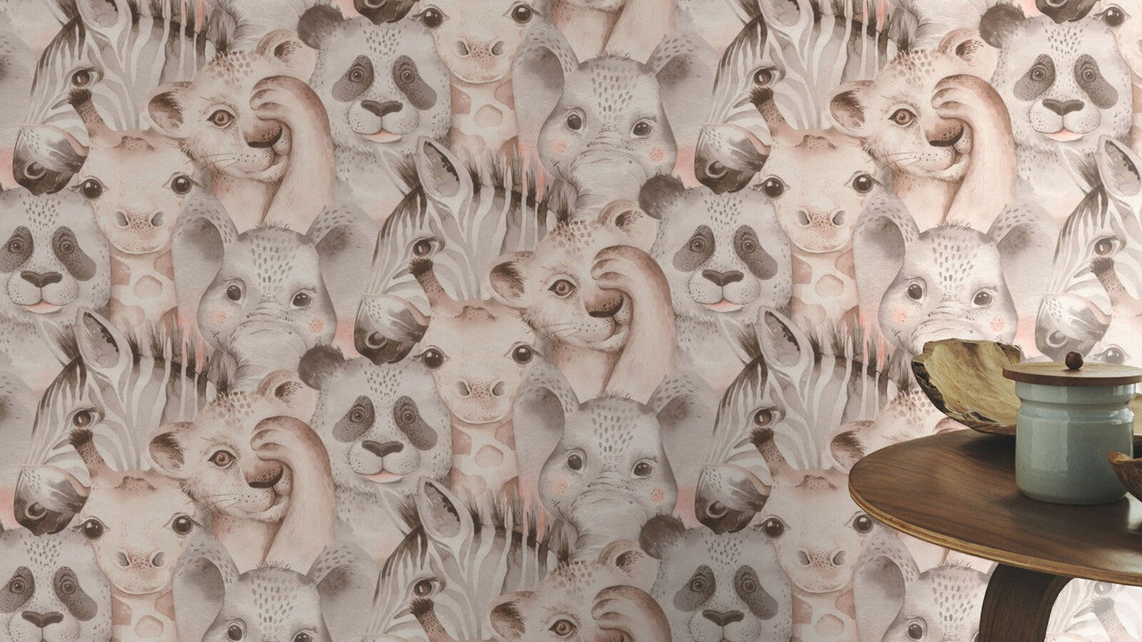 252538 - Animal Friends Bambino Wallpaper - Neutral - Rasch